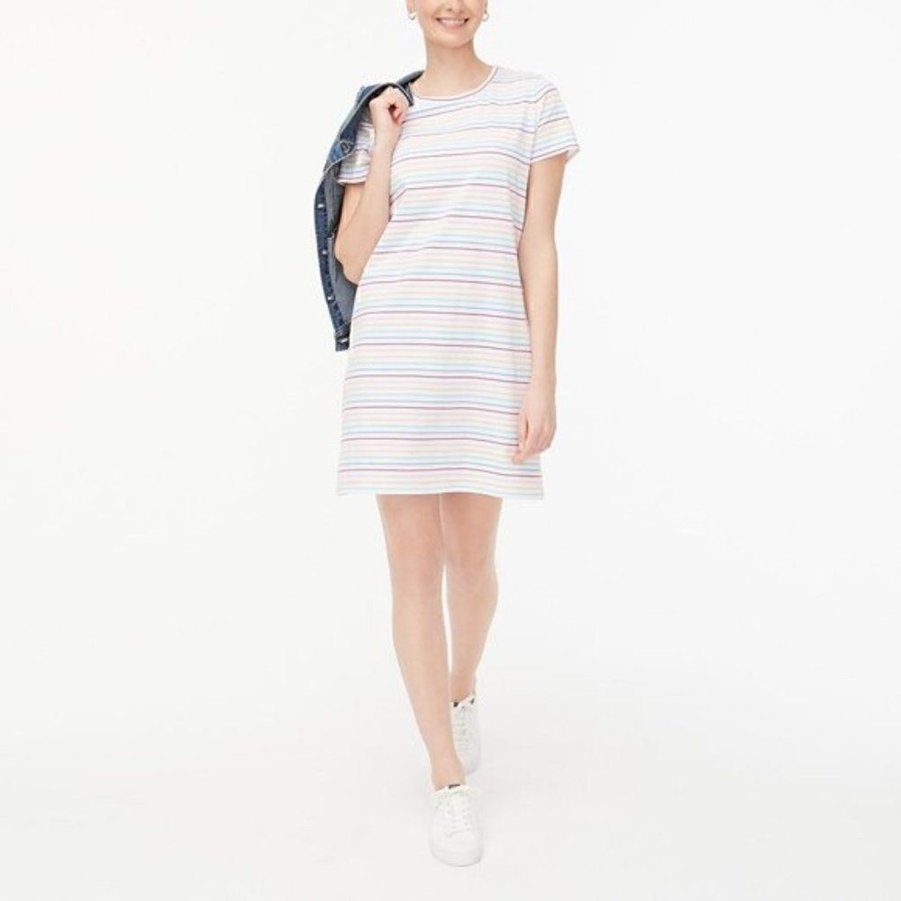 J. Crew Colorful Striped T-Shirt Dress XS